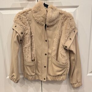 saltwater LUXE Plush Cream Teddy Jacket with Faux-Shearling Panels